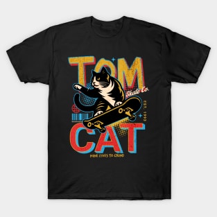 Retro Tomcat Skate Co // Funny Skateboarding Cat T-Shirt